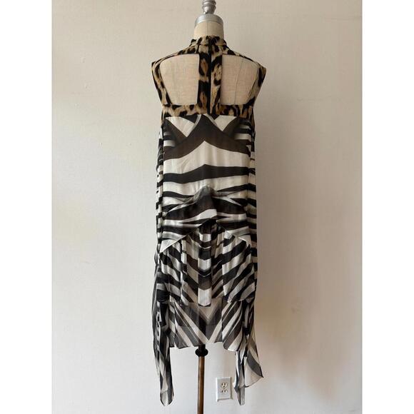 Vintage Just Cavalli Trompe L'oeil Animal Print Silk Chiffon Dress - Picture 7 of 9